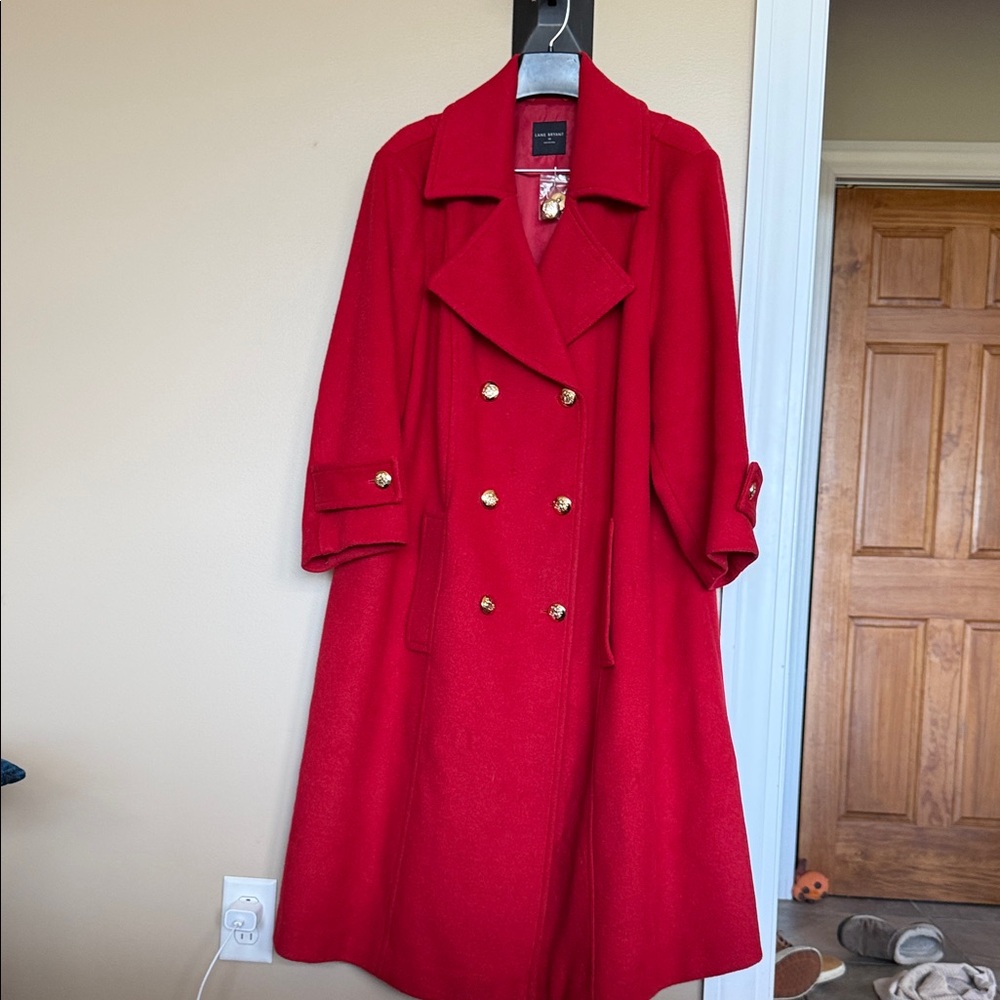 Lane Bryant Red Double Breasted Coat